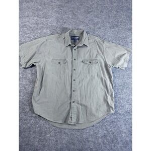 Vintage Abercrombie & Fitch Men's Green Short Sleeve Button-Up Shirt Cotton L